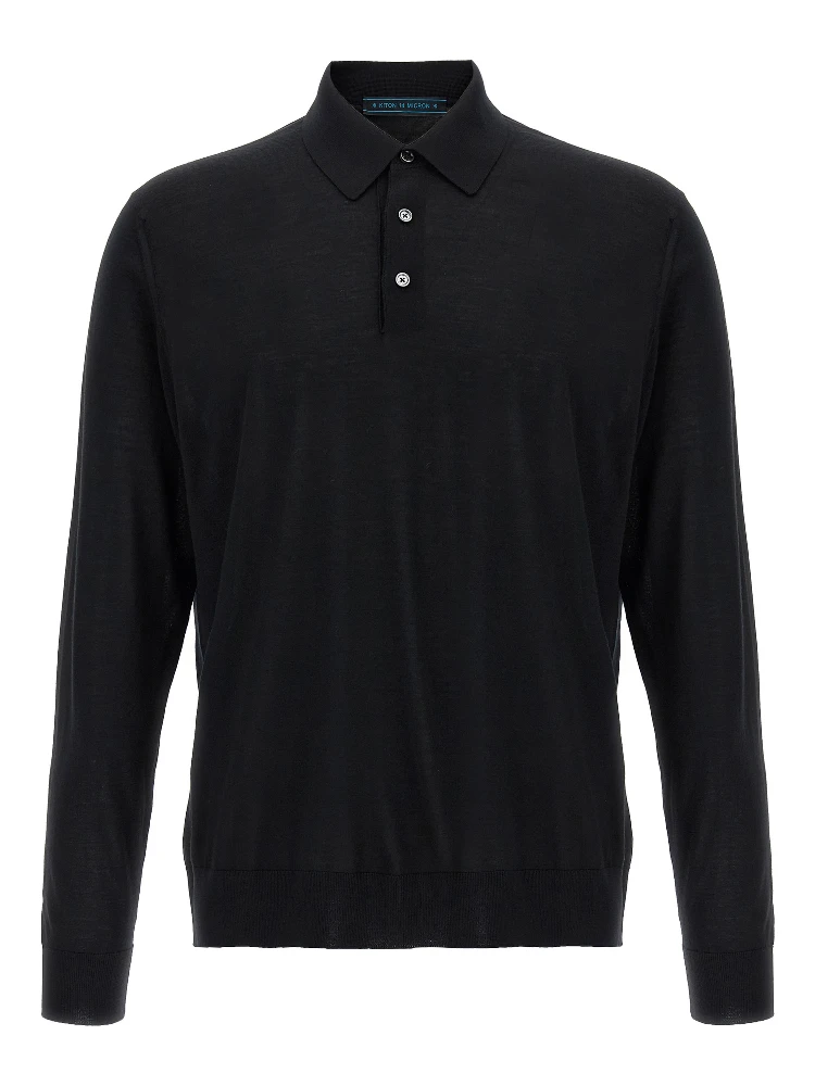 Black Wool Polo Shirt