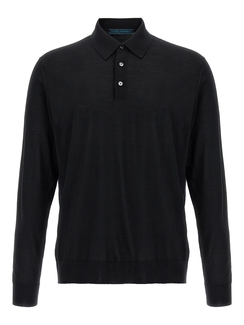 Black Wool Polo Shirt