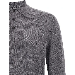 Gray Virgin Wool Polo Shirt