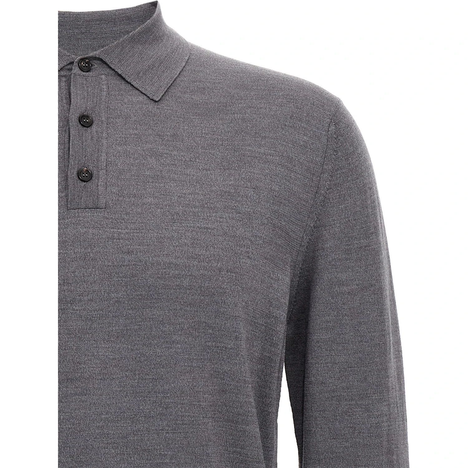 Gray Virgin Wool Polo Shirt