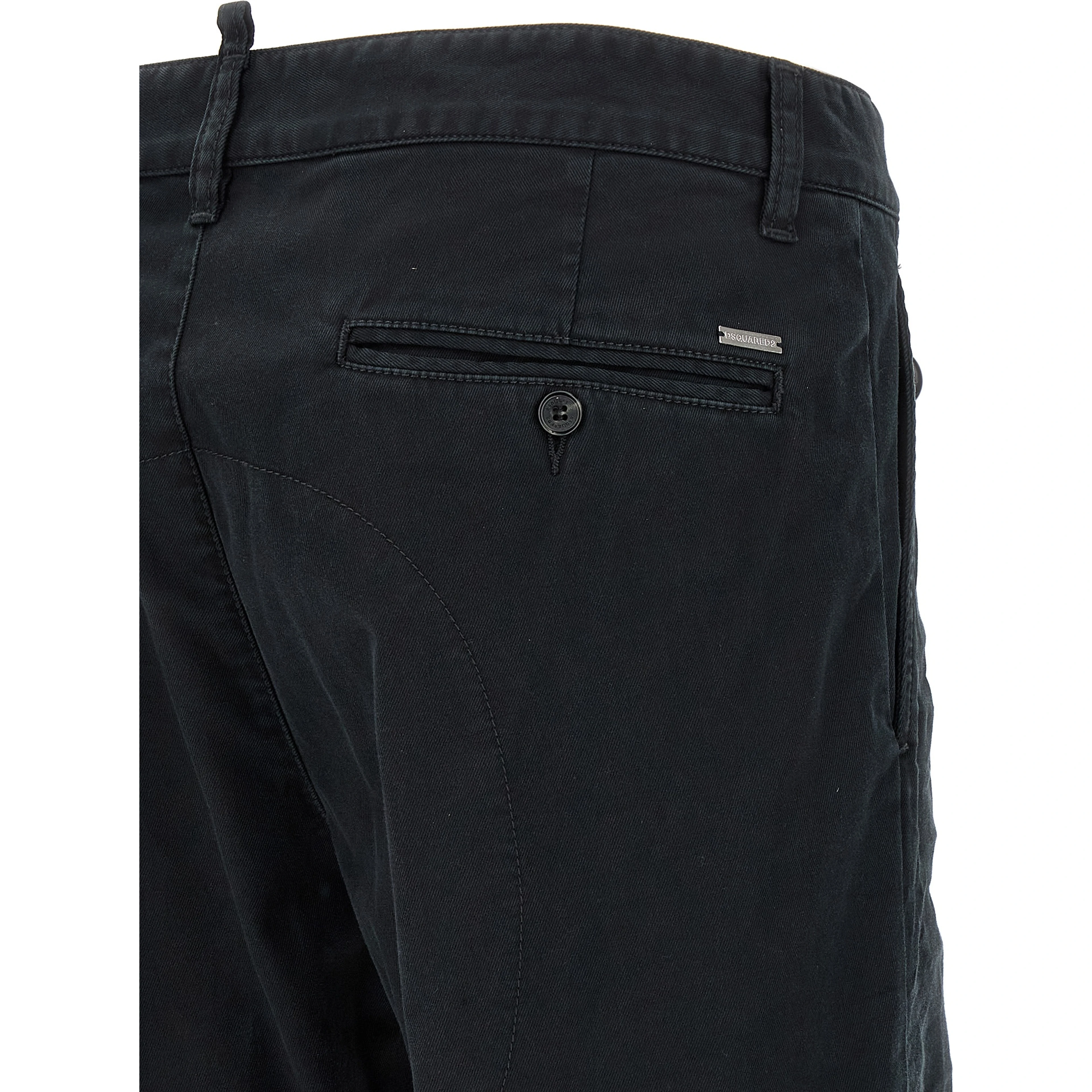 Black Cotton Chino Pants