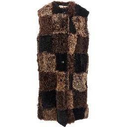 Brown Lamb Fur Sleeveless Jacket