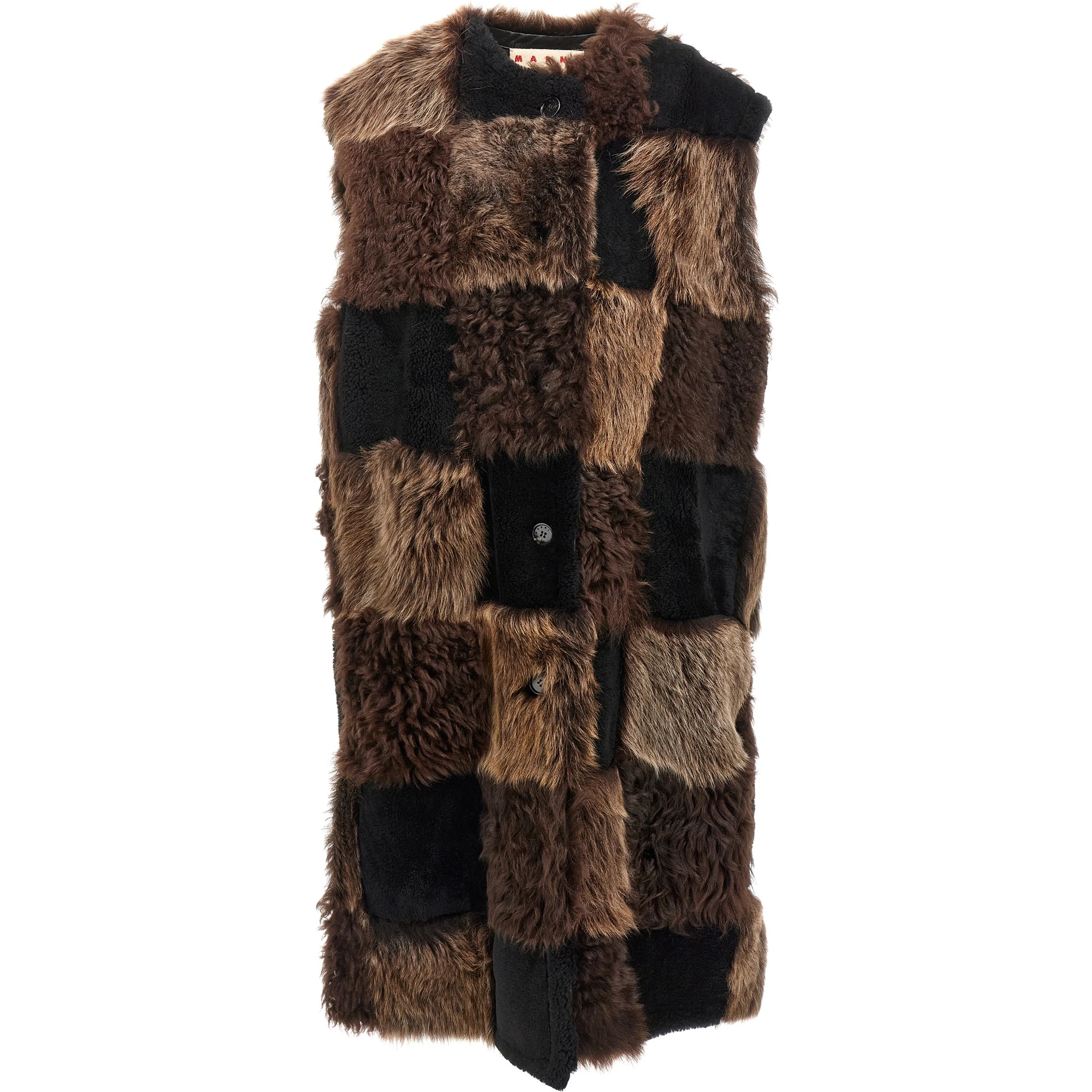 Brown Lamb Fur Sleeveless Jacket