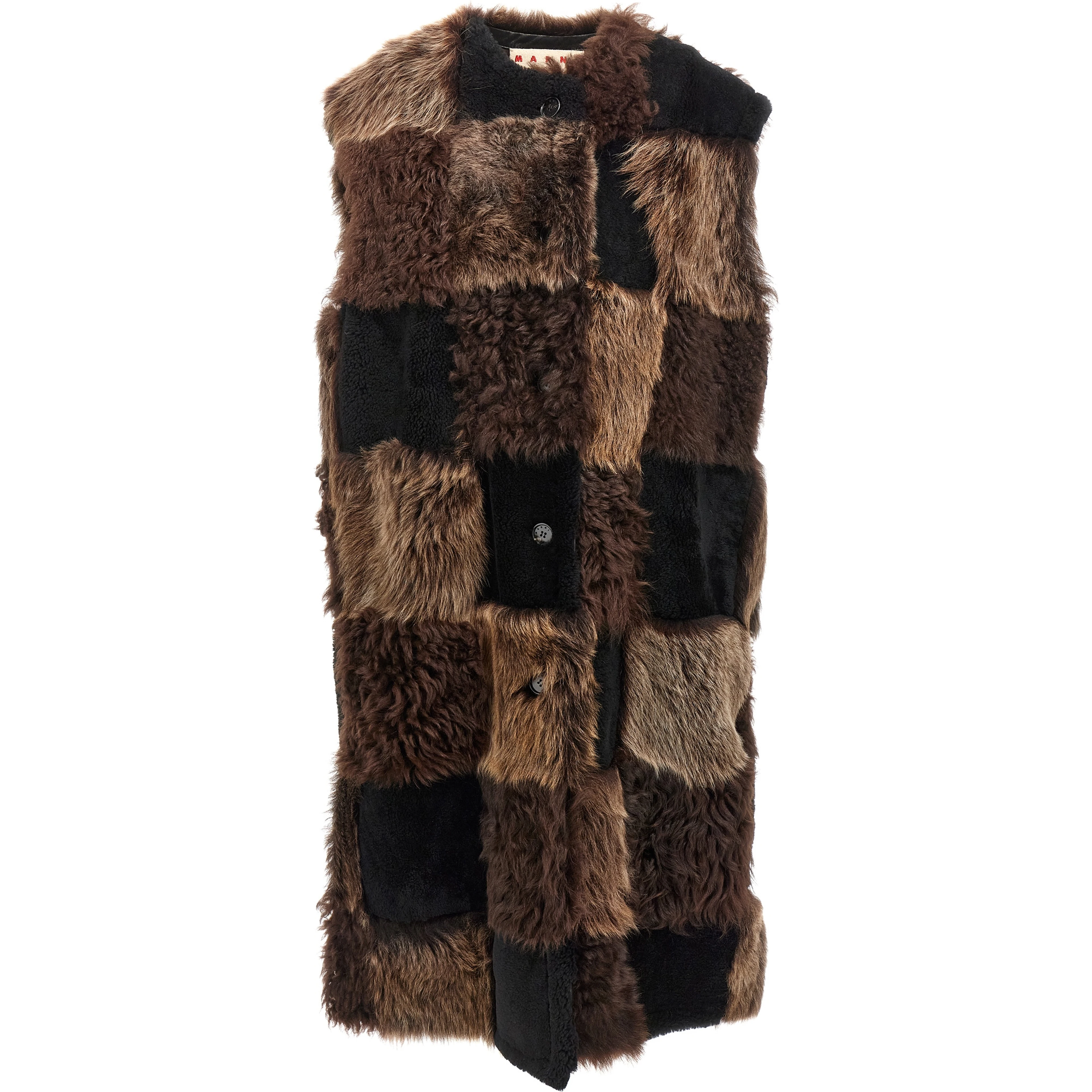 Brown Lamb Fur Sleeveless Jacket