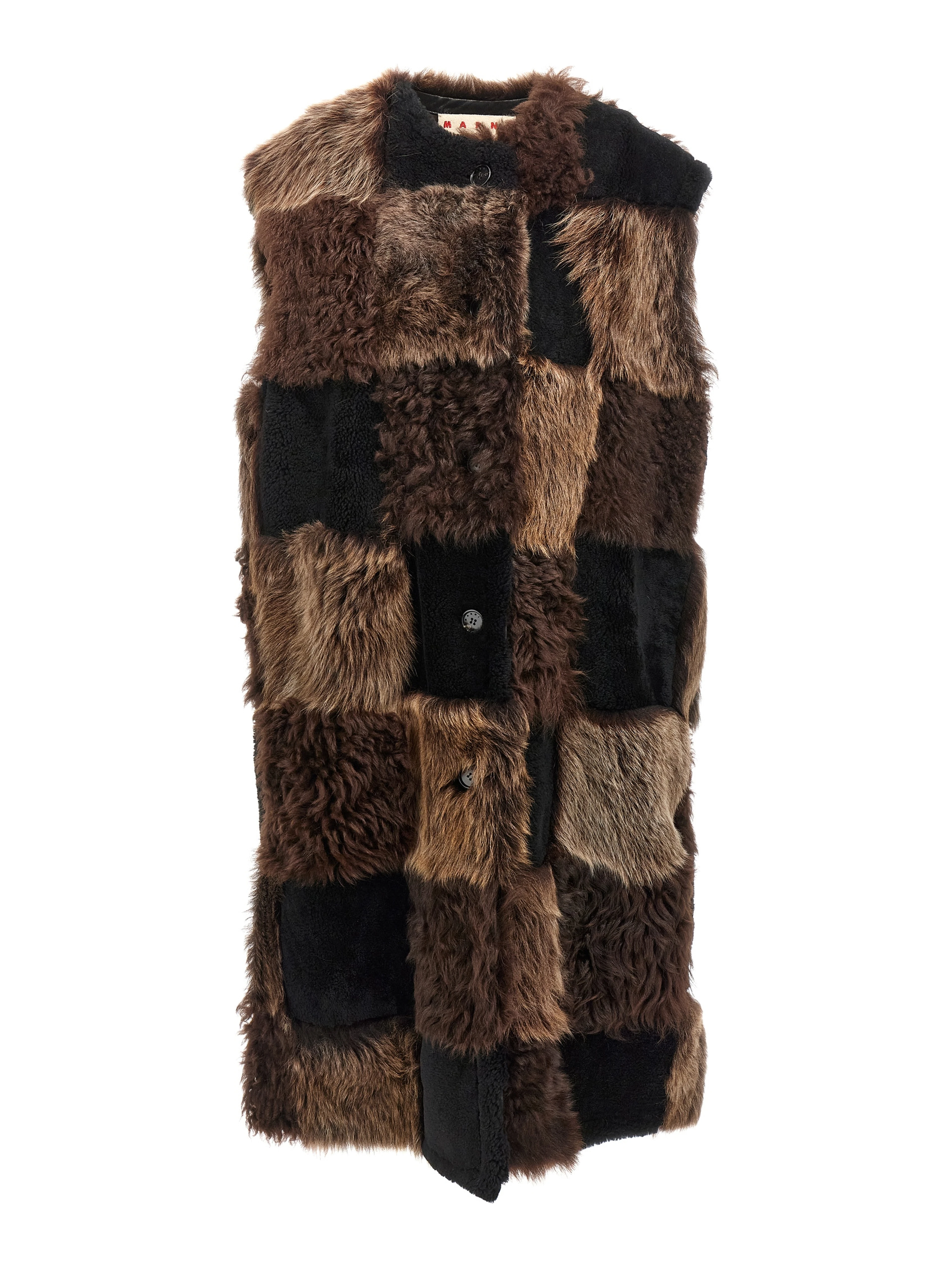 Brown Lamb Fur Sleeveless Jacket