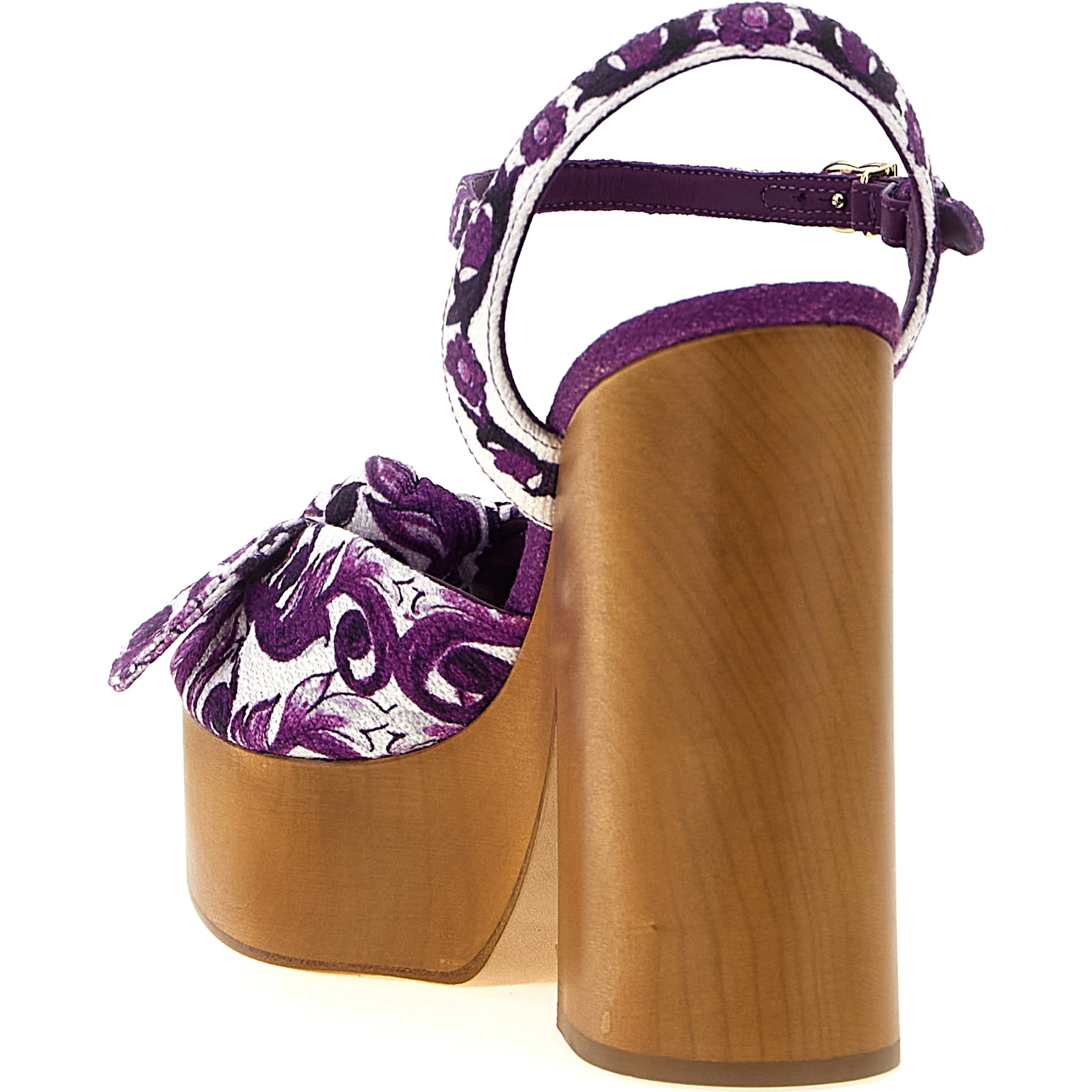 Purple Cotton Stiletto Heel Sandals