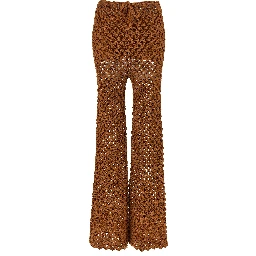 Brown Cotton Flared Pants