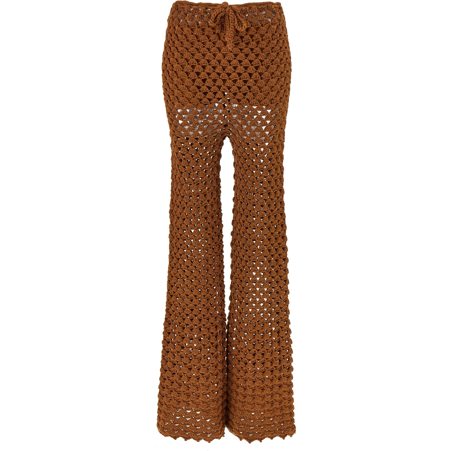 Brown Cotton Flared Pants