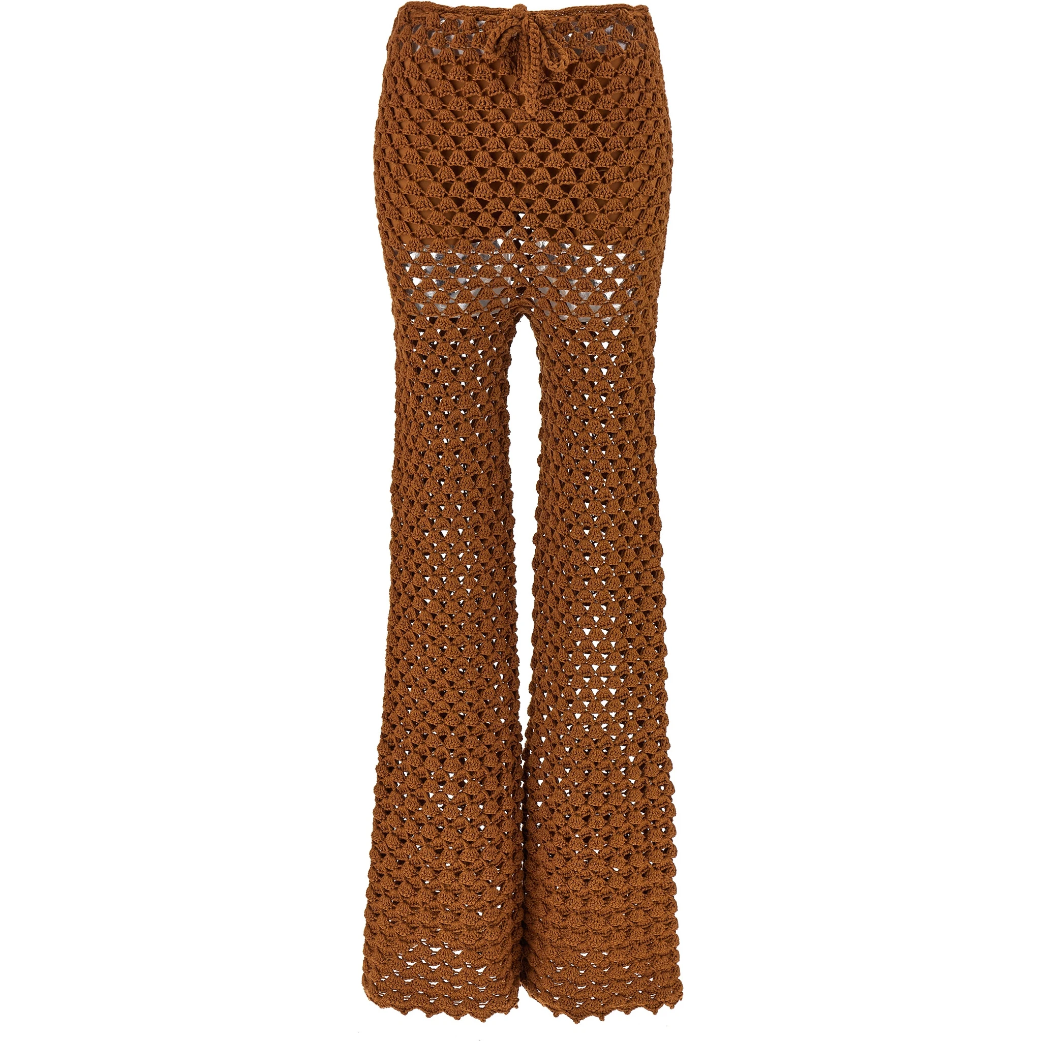 Brown Cotton Flared Pants