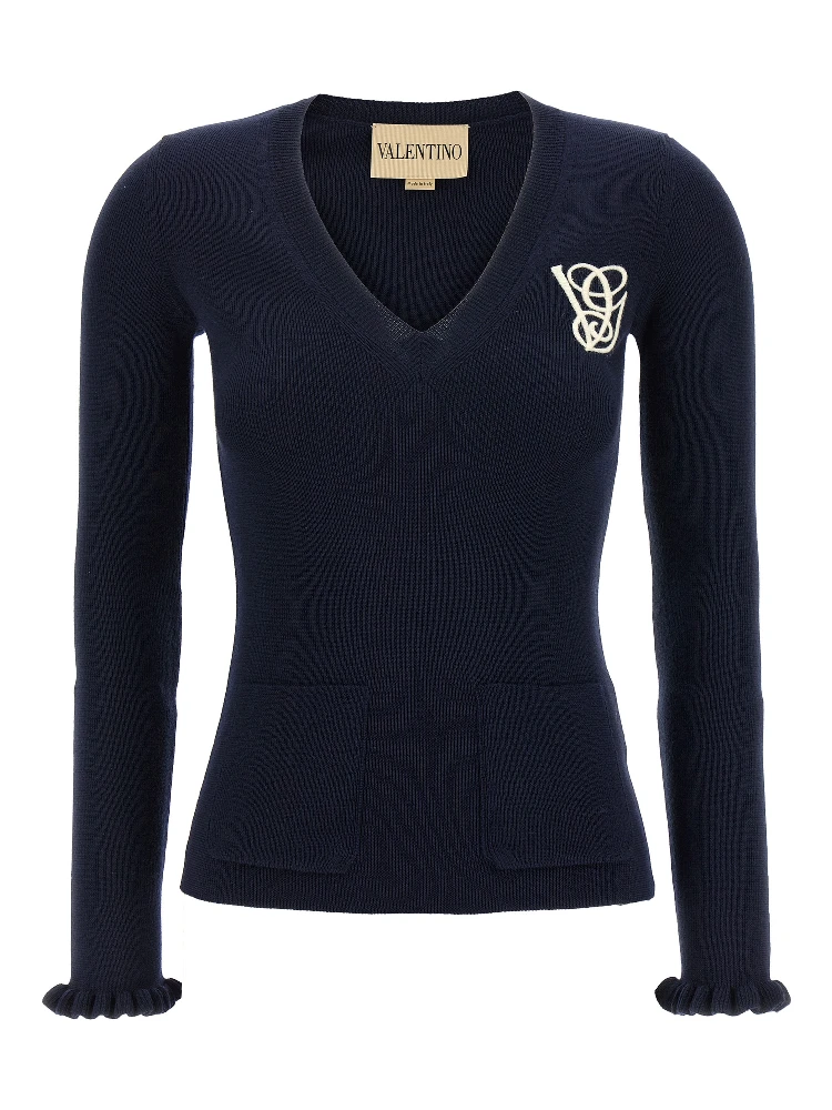 Blue Virgin Wool Cardigan