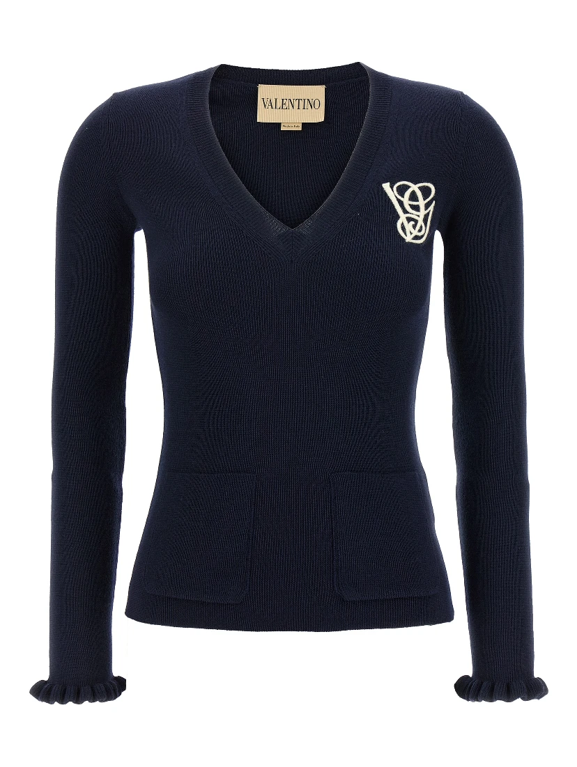 Blue Virgin Wool Cardigan