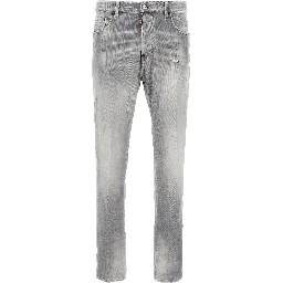 Gray Cotton Straight-Leg Jeans