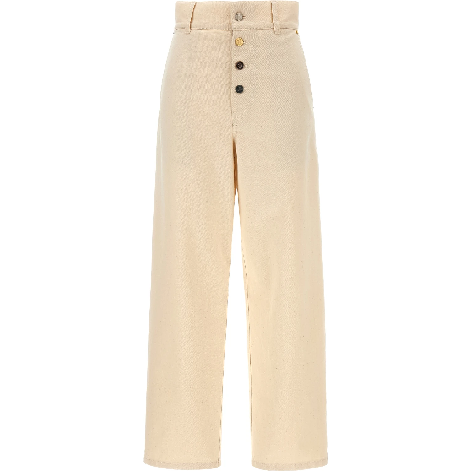 Beige Cotton Casual Pants
