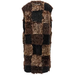 Brown Lamb Fur Sleeveless Jacket