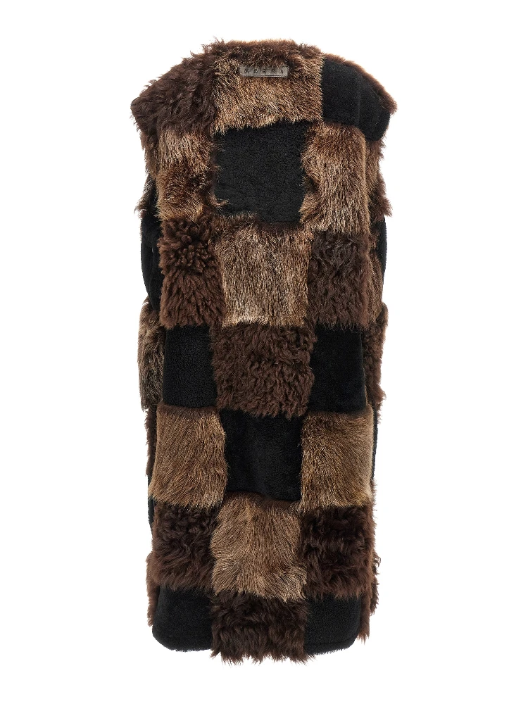 Brown Lamb Fur Sleeveless Jacket alternative