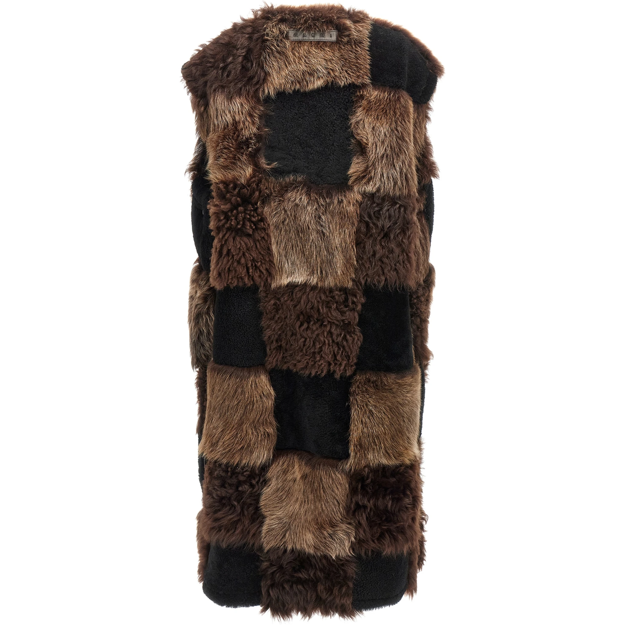 Brown Lamb Fur Sleeveless Jacket