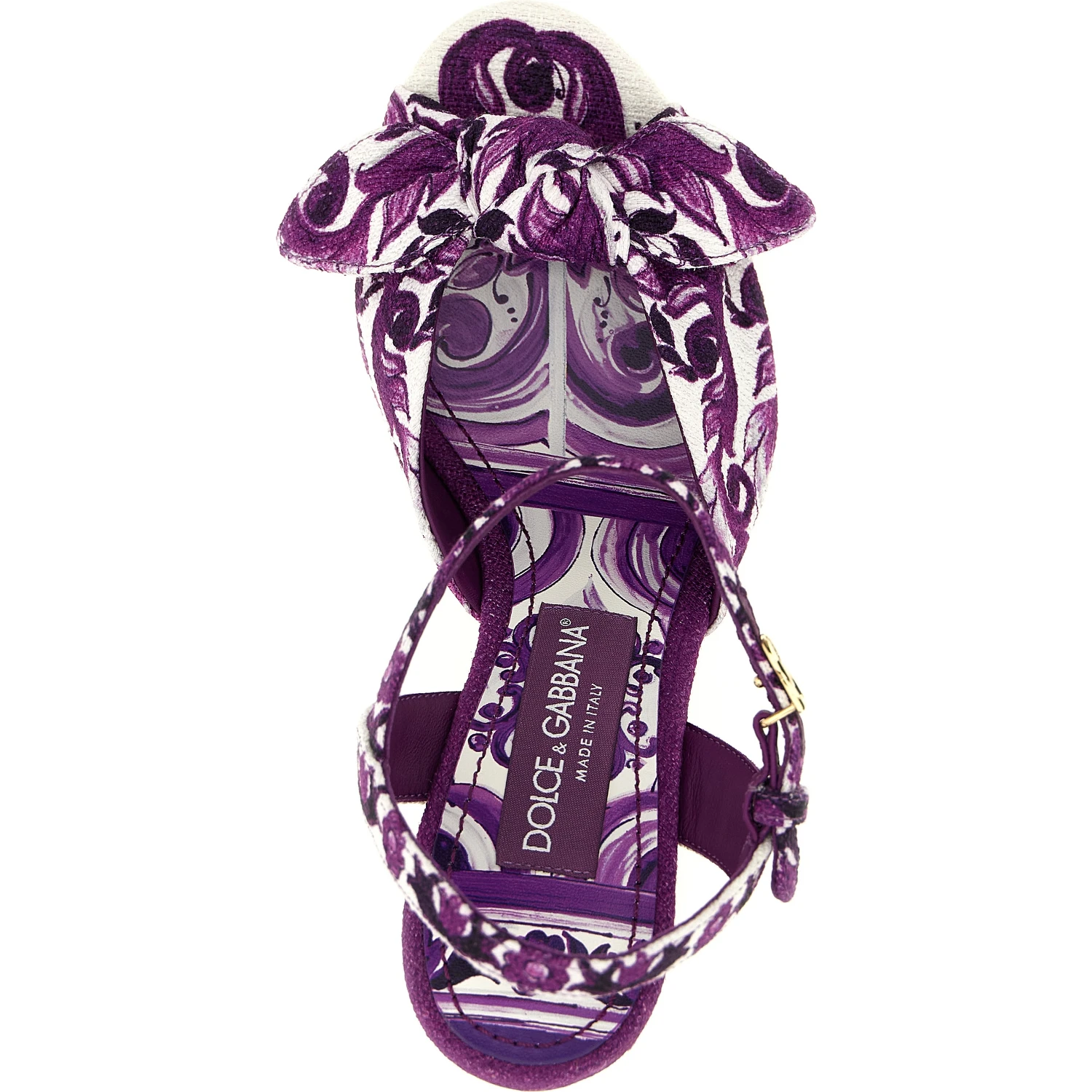 Purple Cotton Stiletto Heel Sandals