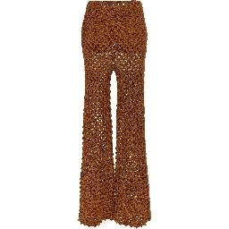 Brown Cotton Flared Pants