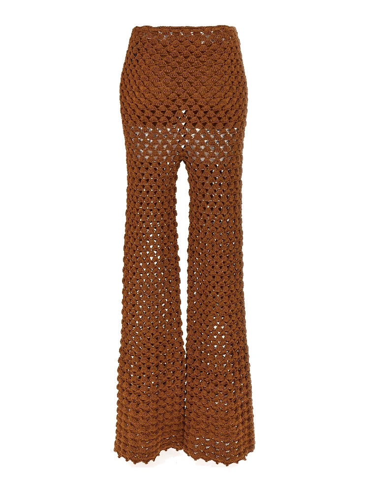 Brown Cotton Flared Pants alternative