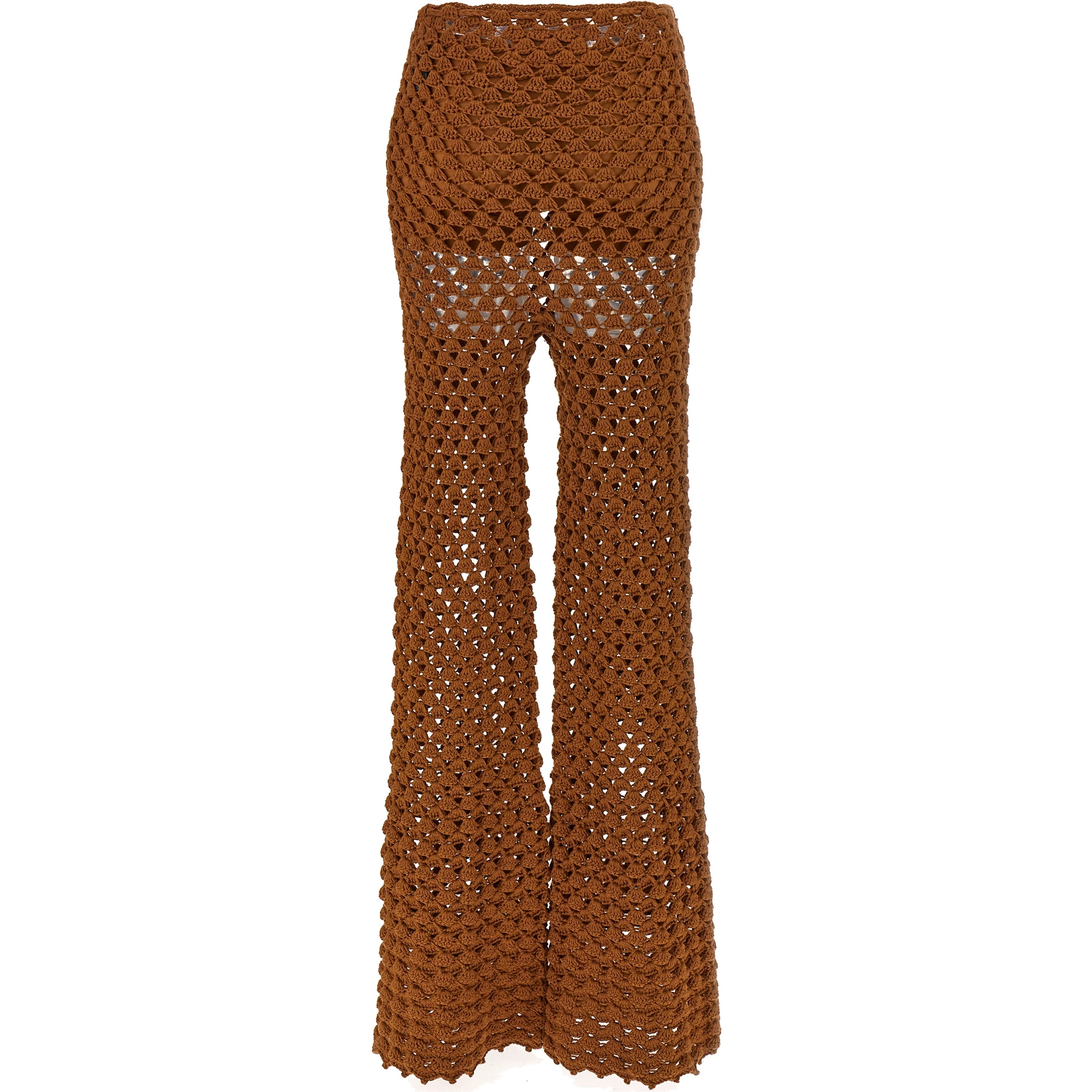 Brown Cotton Flared Pants