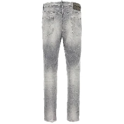 Gray Cotton Straight-Leg Jeans