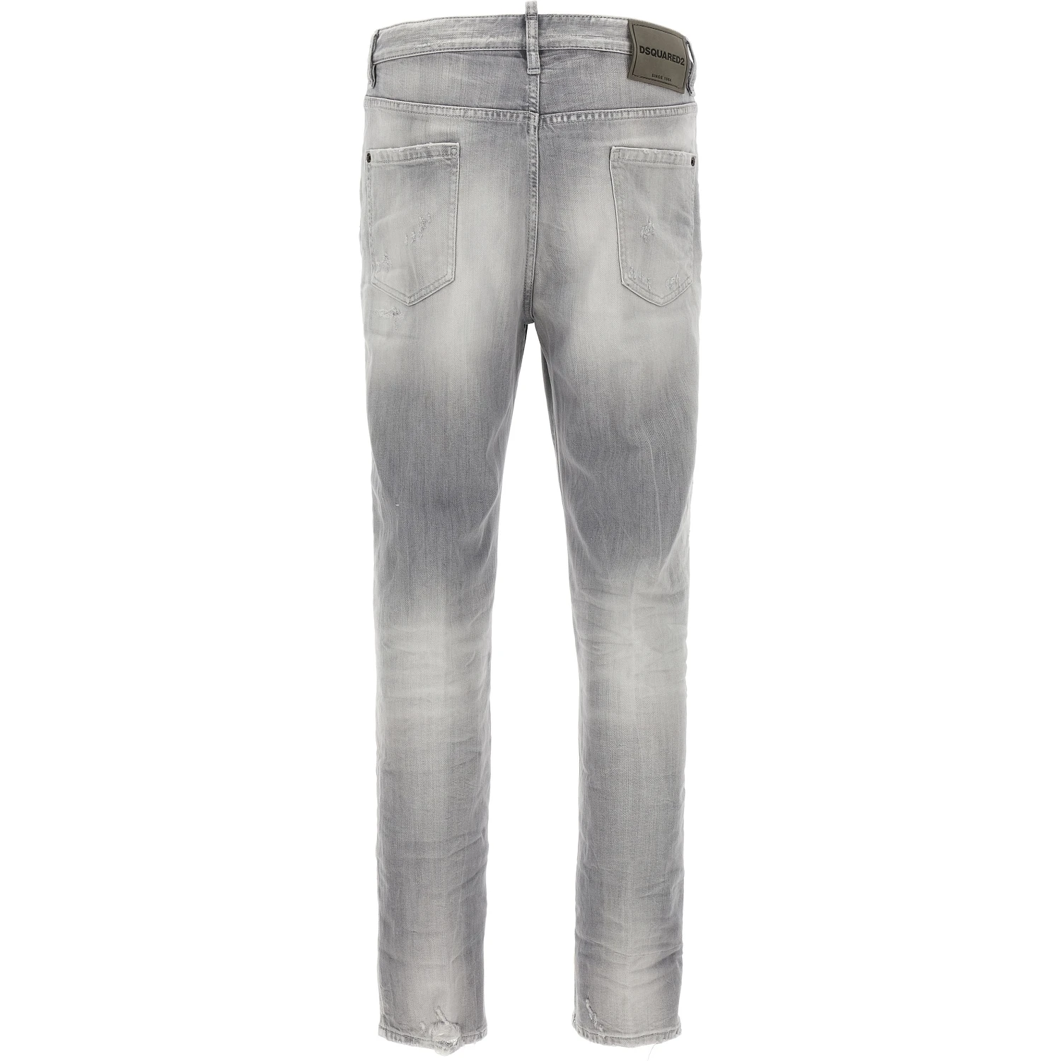 Gray Cotton Straight-Leg Jeans
