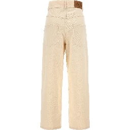 Beige Cotton Casual Pants