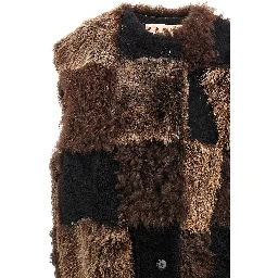 Brown Lamb Fur Sleeveless Jacket