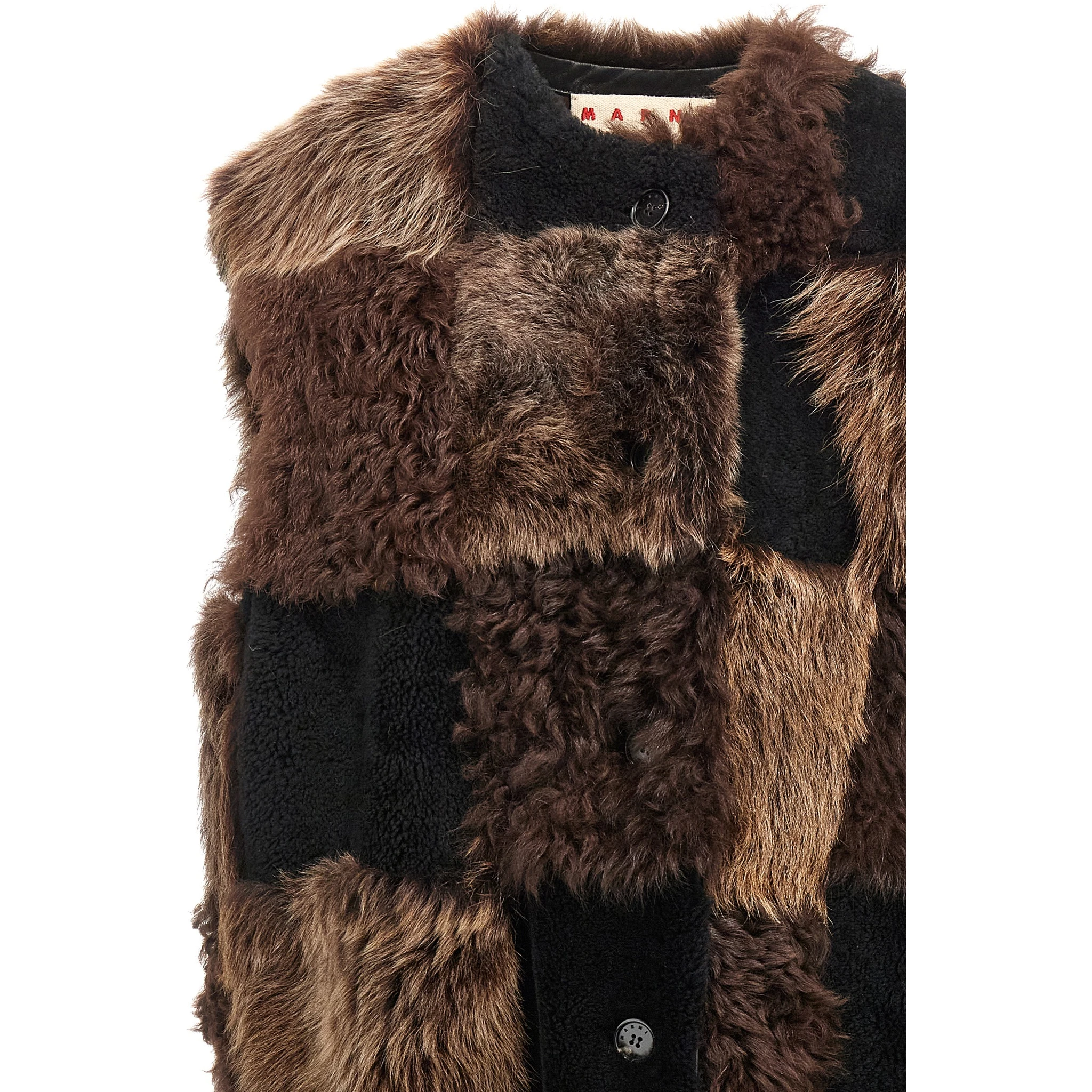 Brown Lamb Fur Sleeveless Jacket