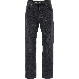 Gray Cotton Straight-Leg Jeans