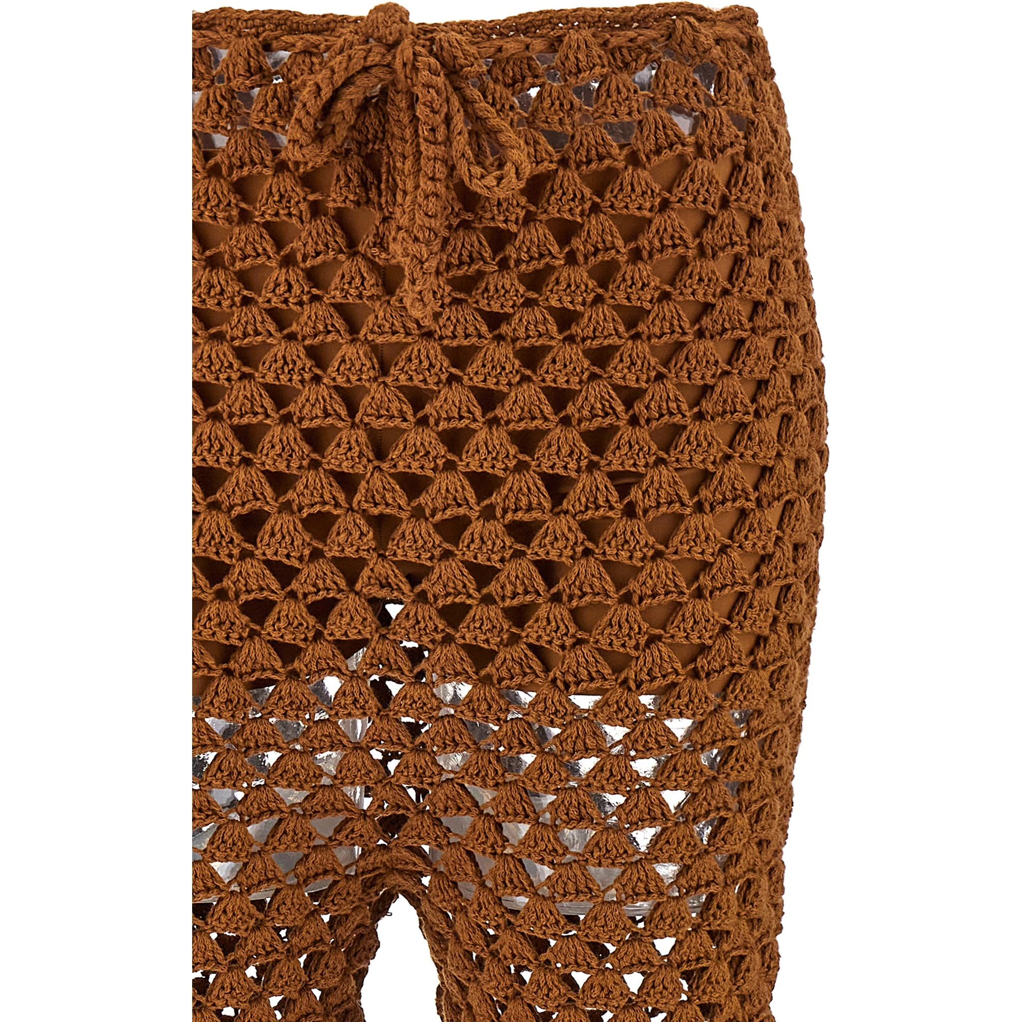 Brown Cotton Flared Pants