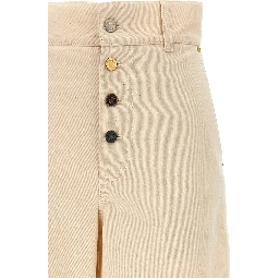 Beige Cotton Casual Pants