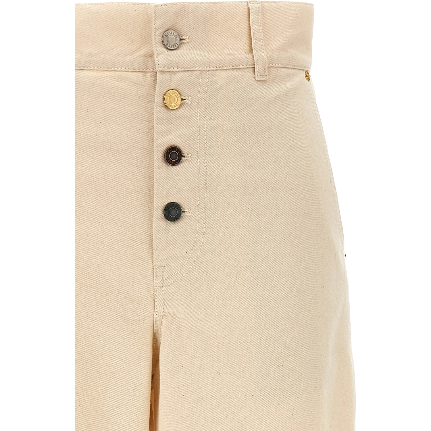Beige Cotton Casual Pants