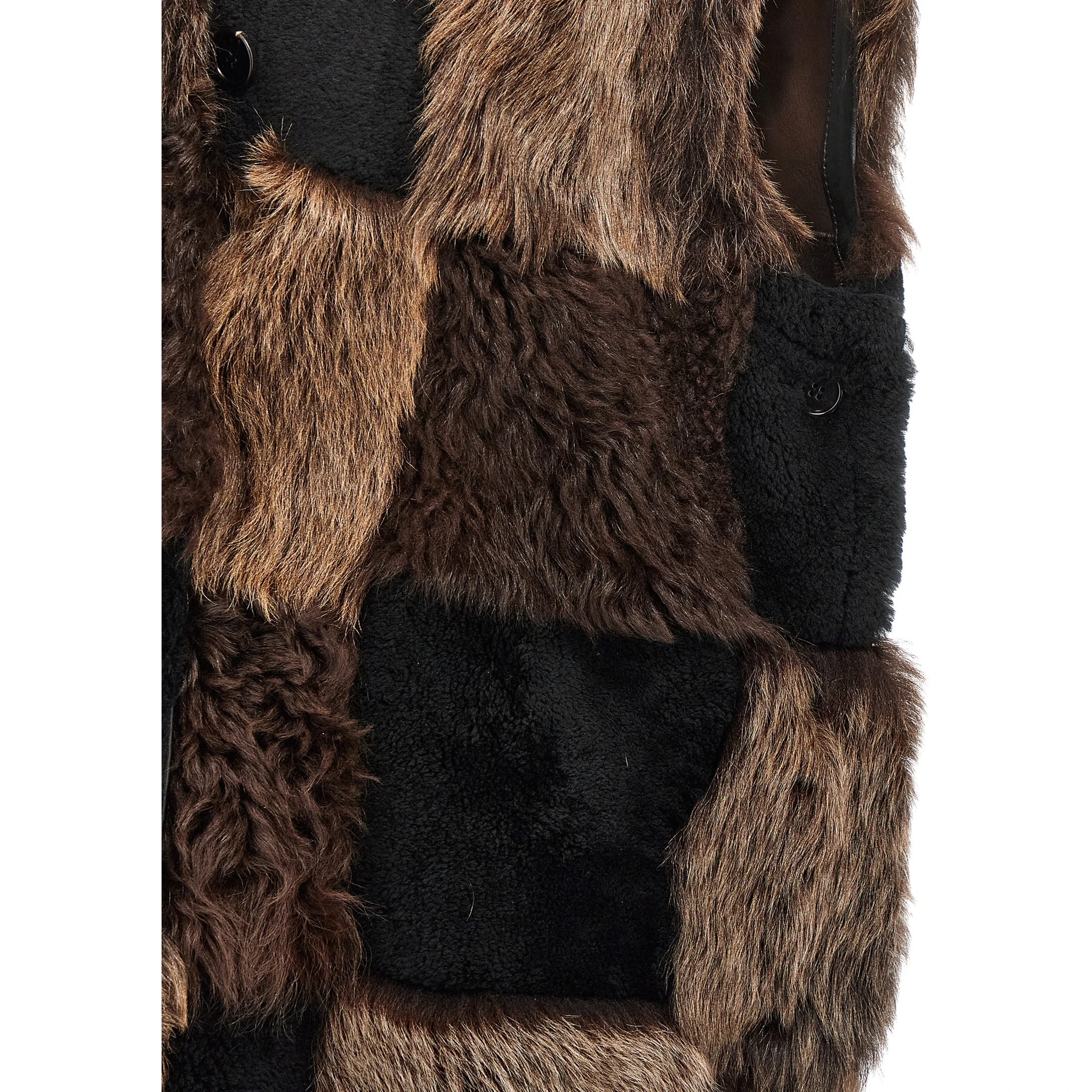 Brown Lamb Fur Sleeveless Jacket
