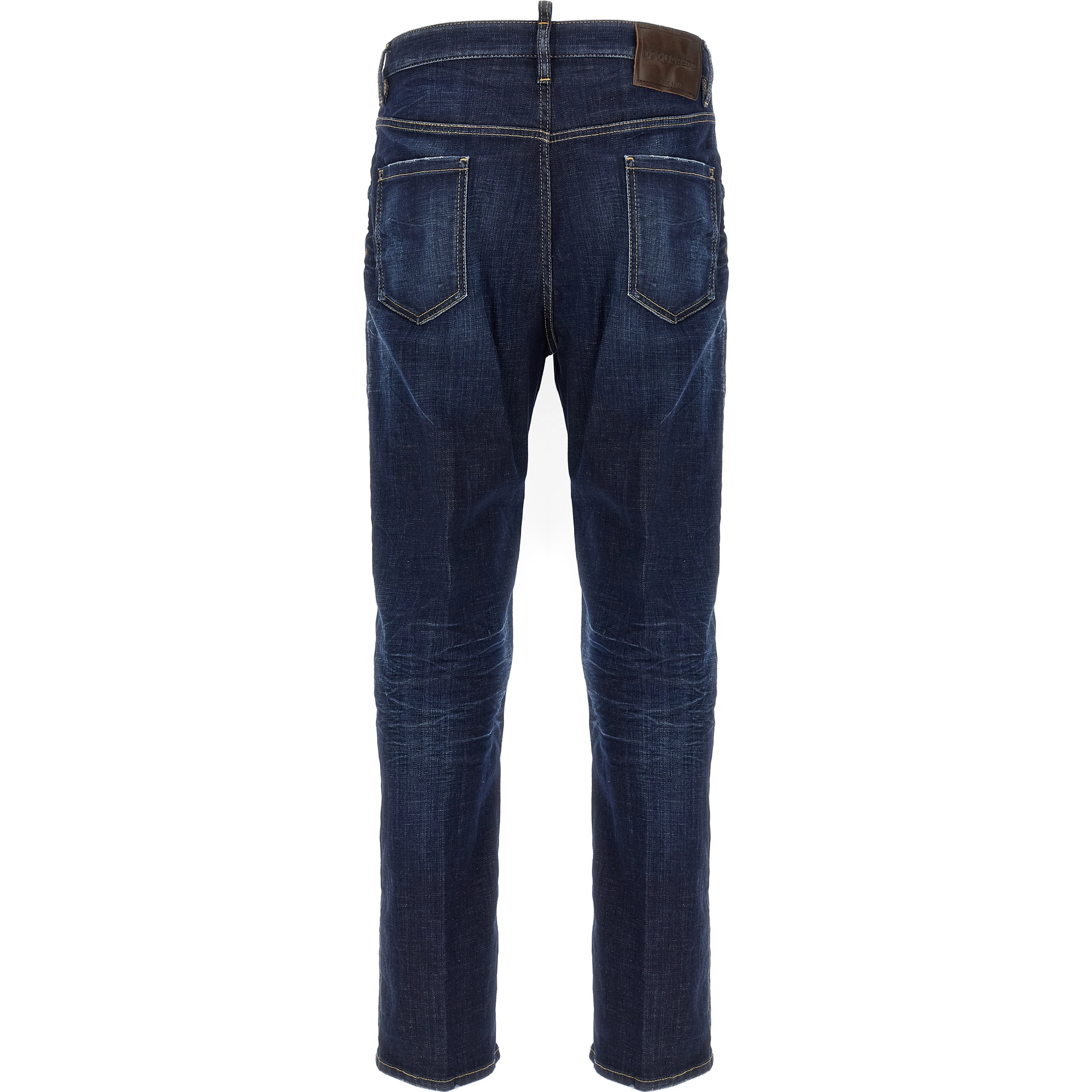 Blue Cotton Straight-Leg Jeans