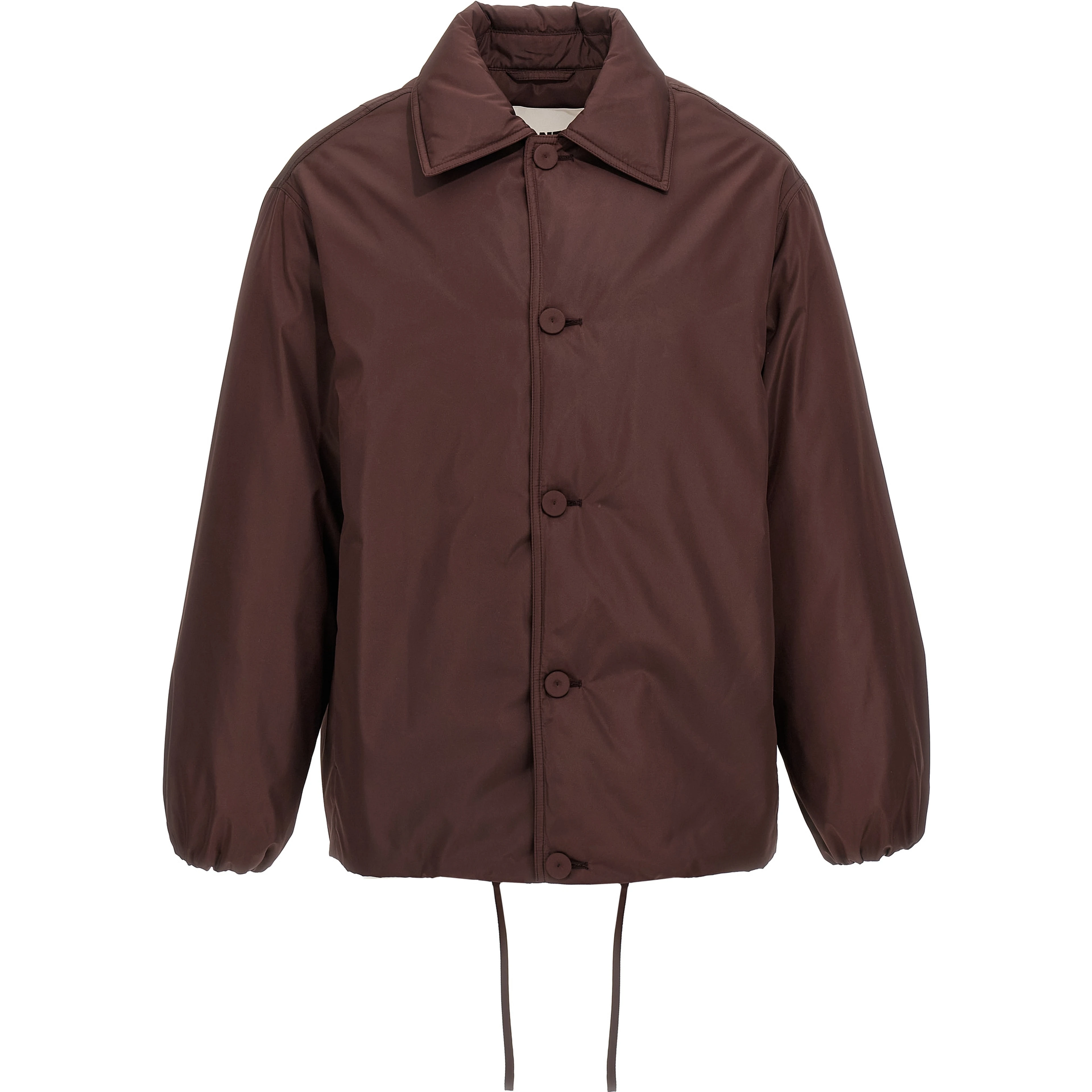 Brown Polyester Full-Length Jacket