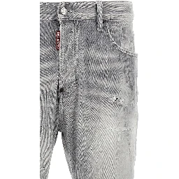 Gray Cotton Straight-Leg Jeans
