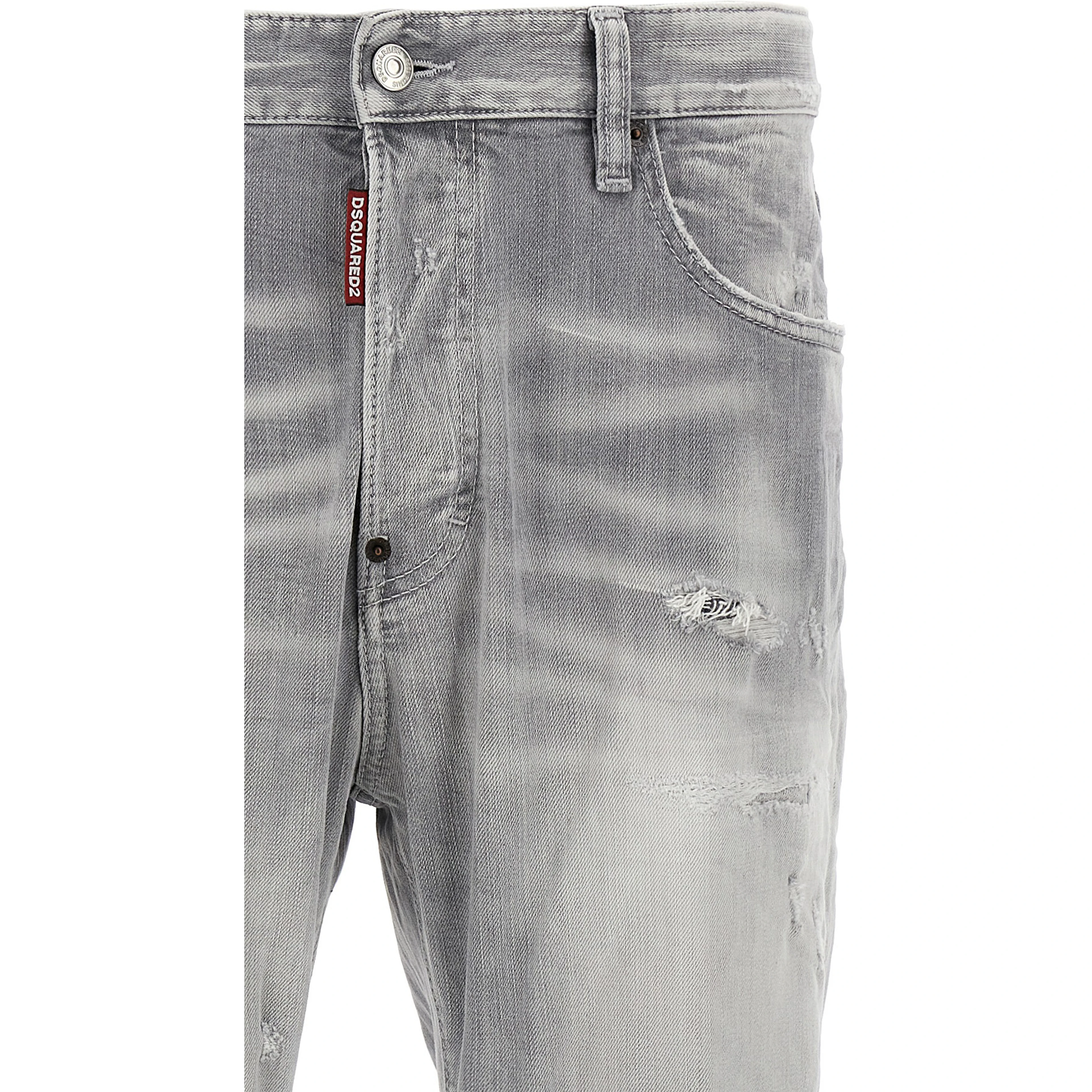 Gray Cotton Straight-Leg Jeans