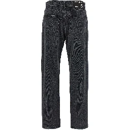 Gray Cotton Straight-Leg Jeans