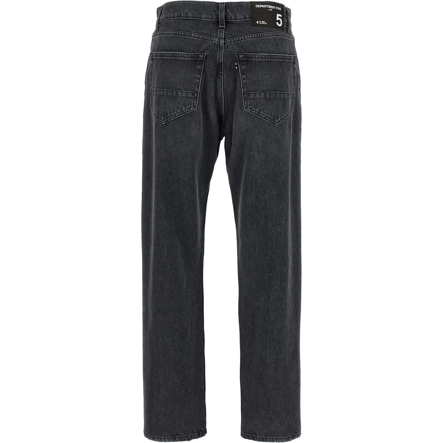 Gray Cotton Straight-Leg Jeans