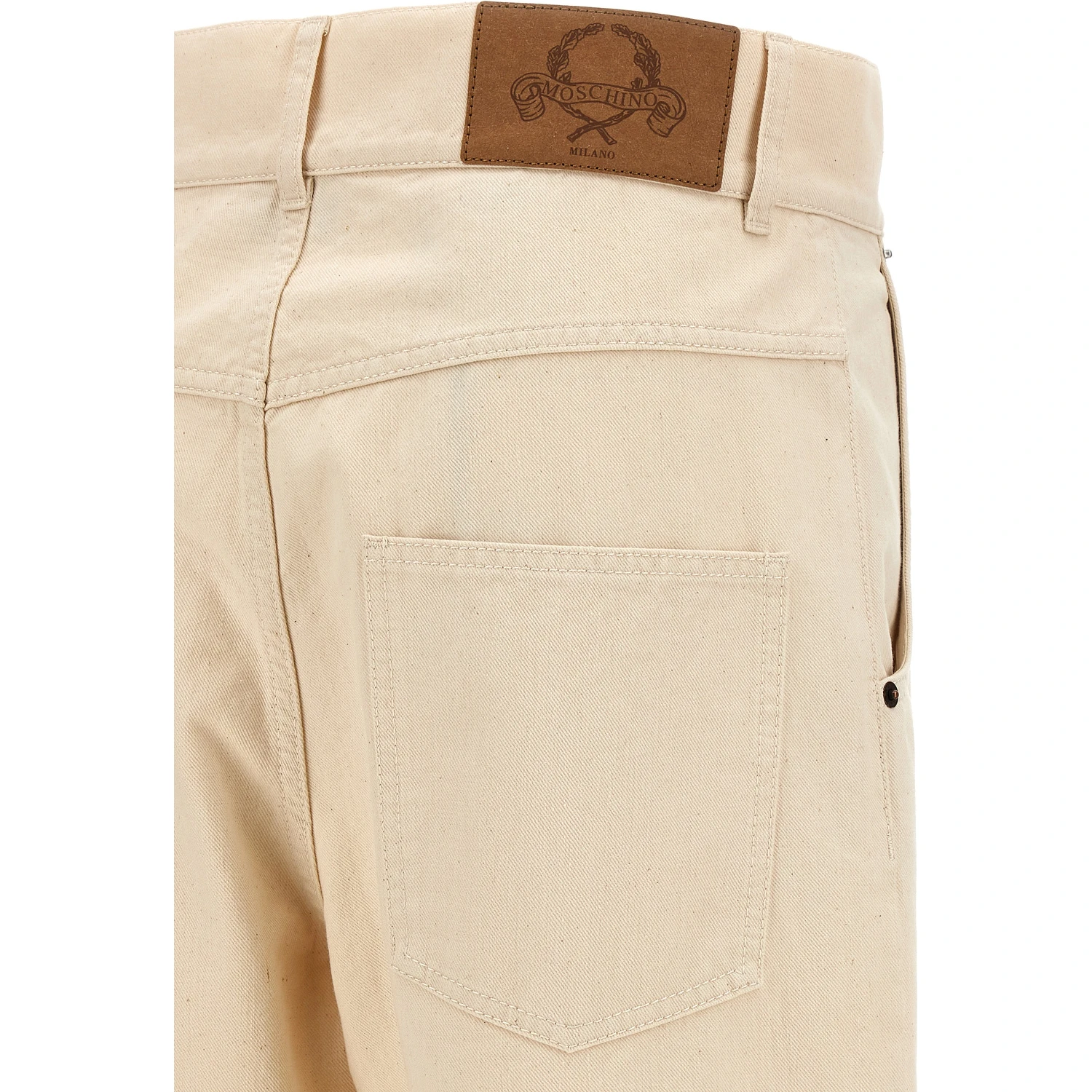 Beige Cotton Casual Pants