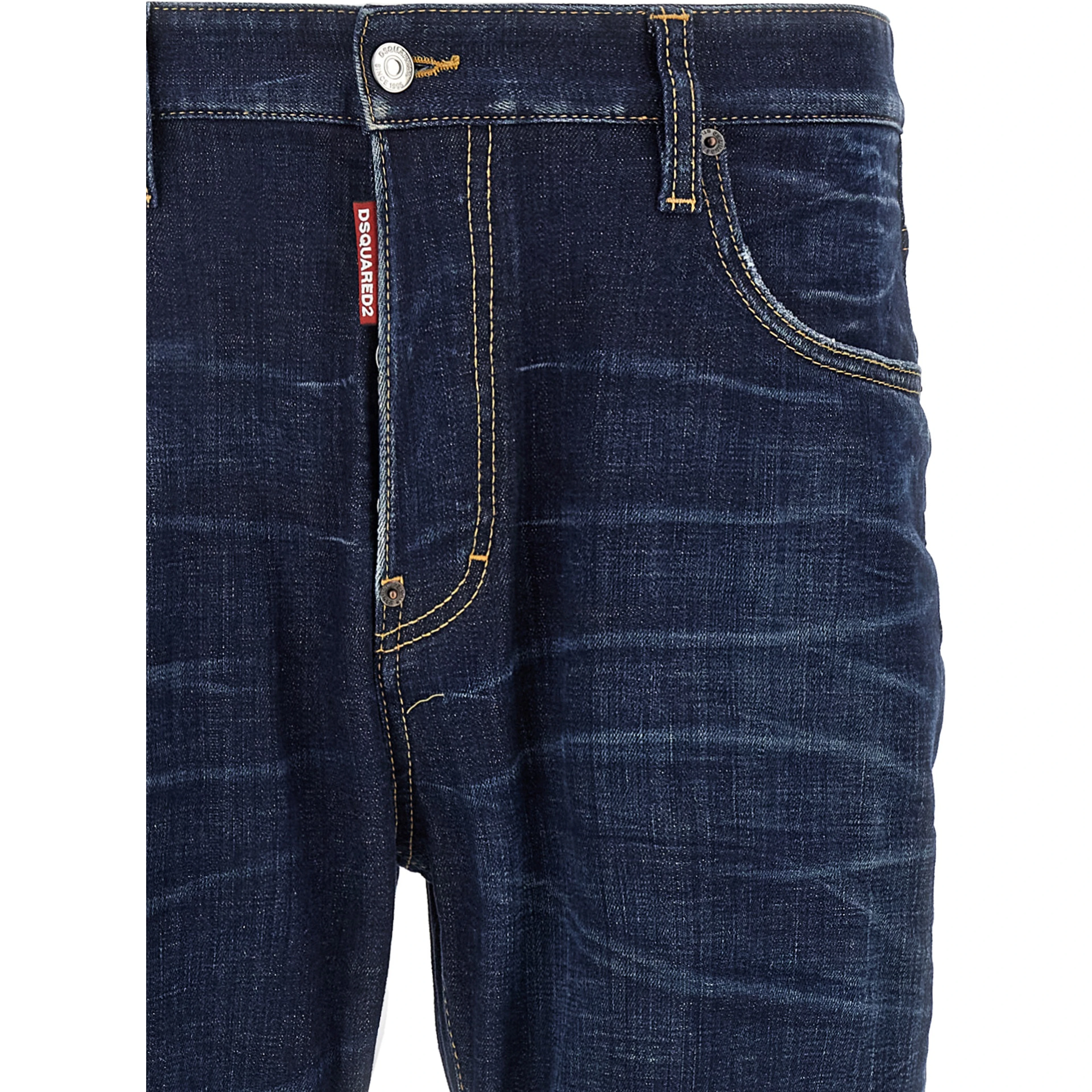Blue Cotton Straight-Leg Jeans