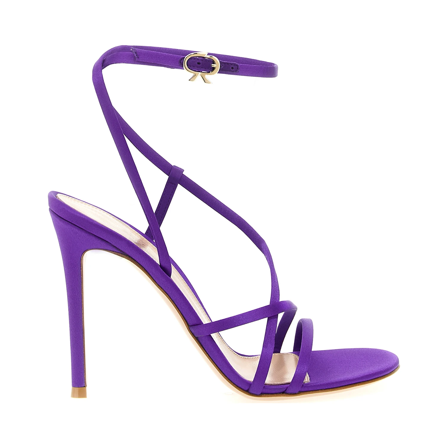 Purple Fabric Stiletto Heel Sandals