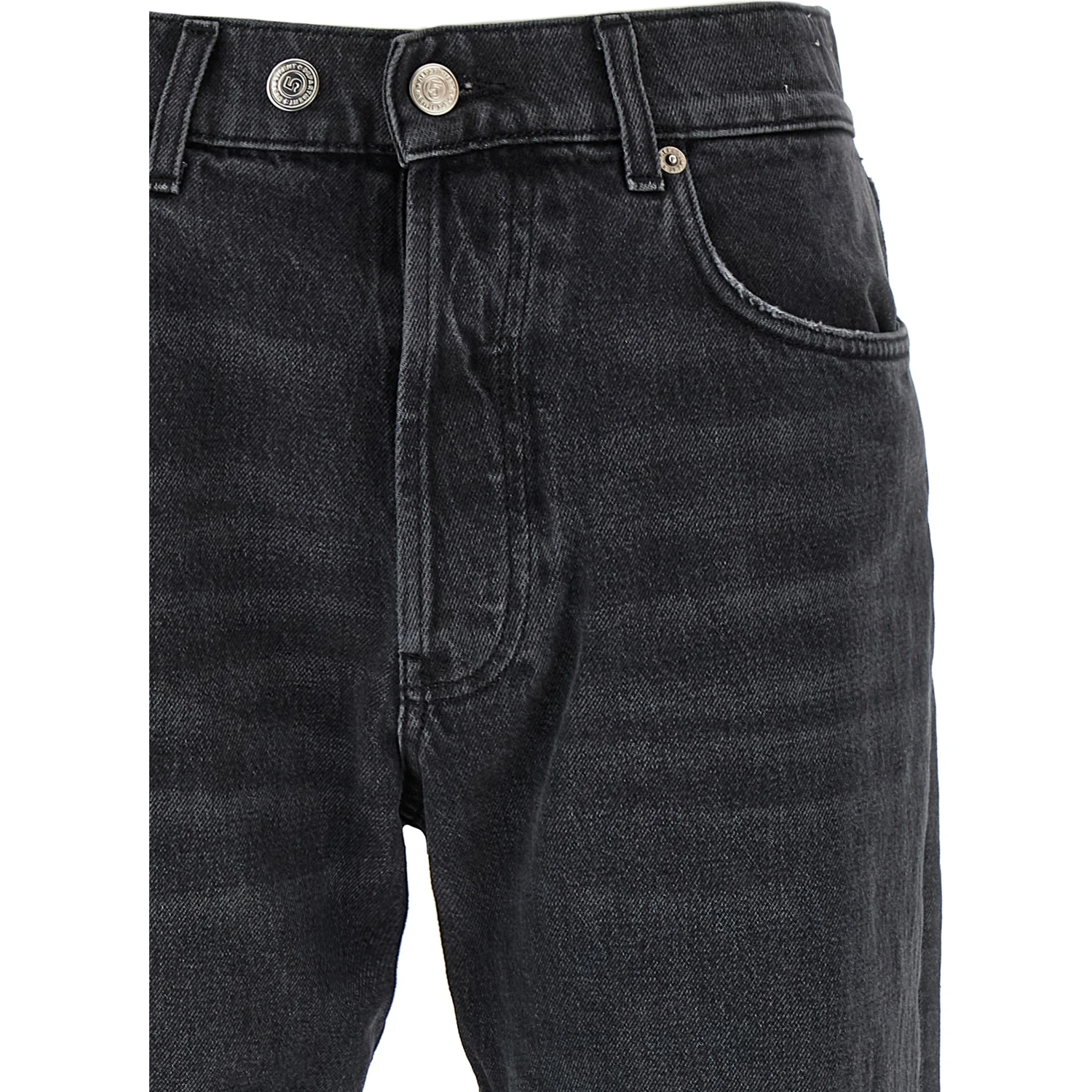 Gray Cotton Straight-Leg Jeans