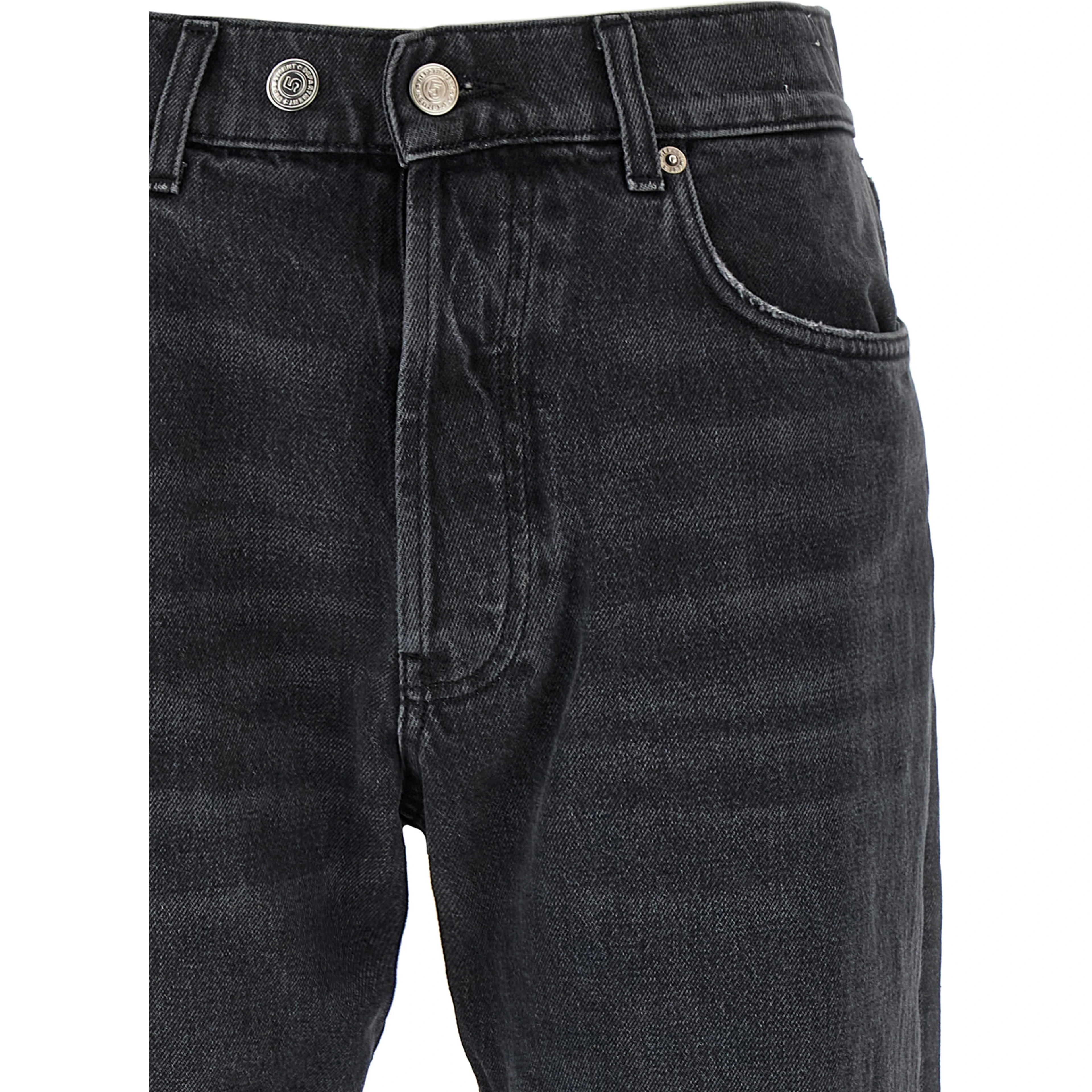 Gray Cotton Straight-Leg Jeans