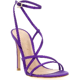 Purple Fabric Stiletto Heel Sandals