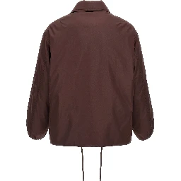Brown Polyester Full-Length Jacket