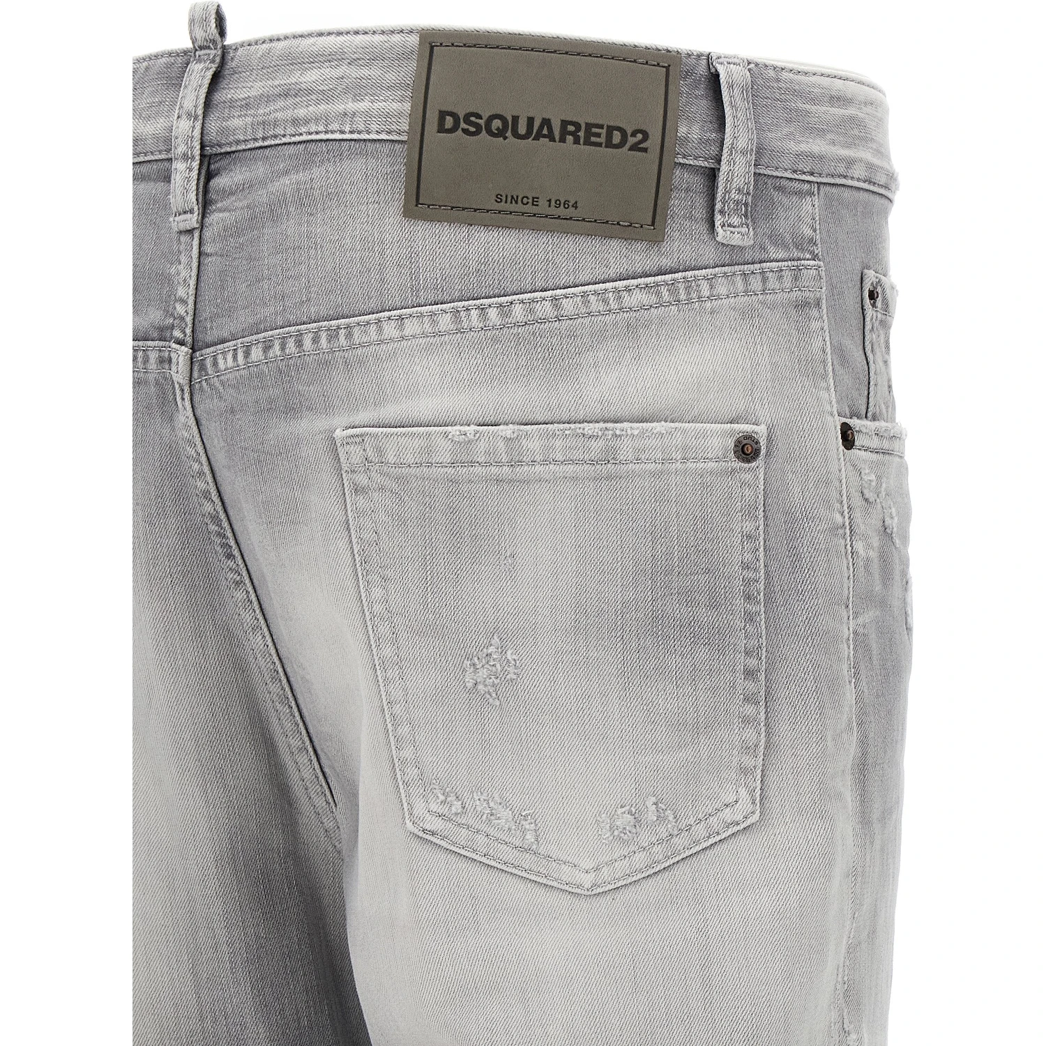 Gray Cotton Straight-Leg Jeans