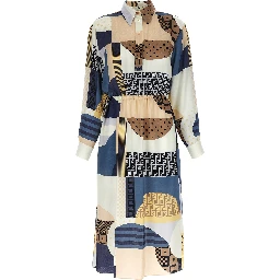 Multicolor Silk Midi Dress