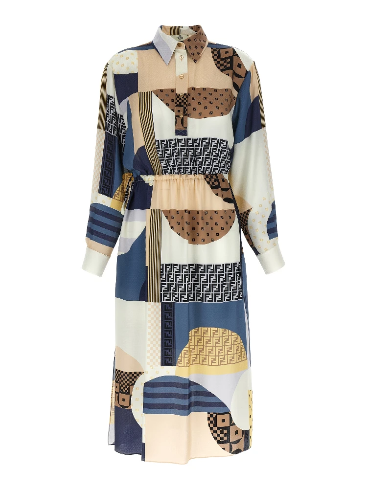 Multicolor Silk Midi Dress